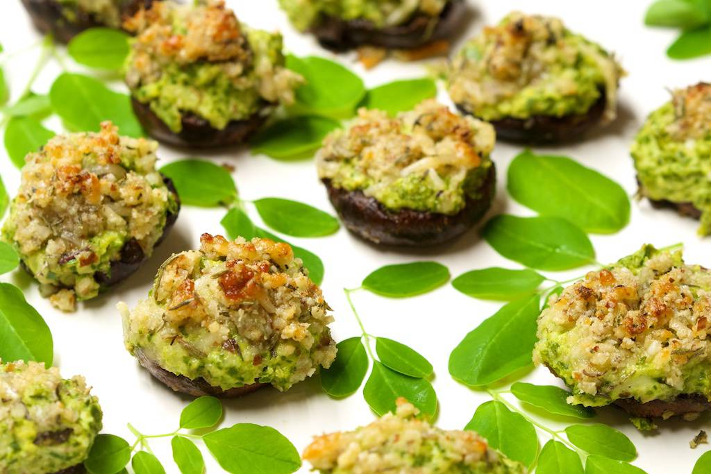 Moringa Stuffed Mushrooms