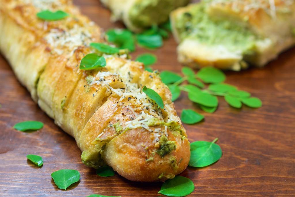 Moringa Stuffed Garlic Bread