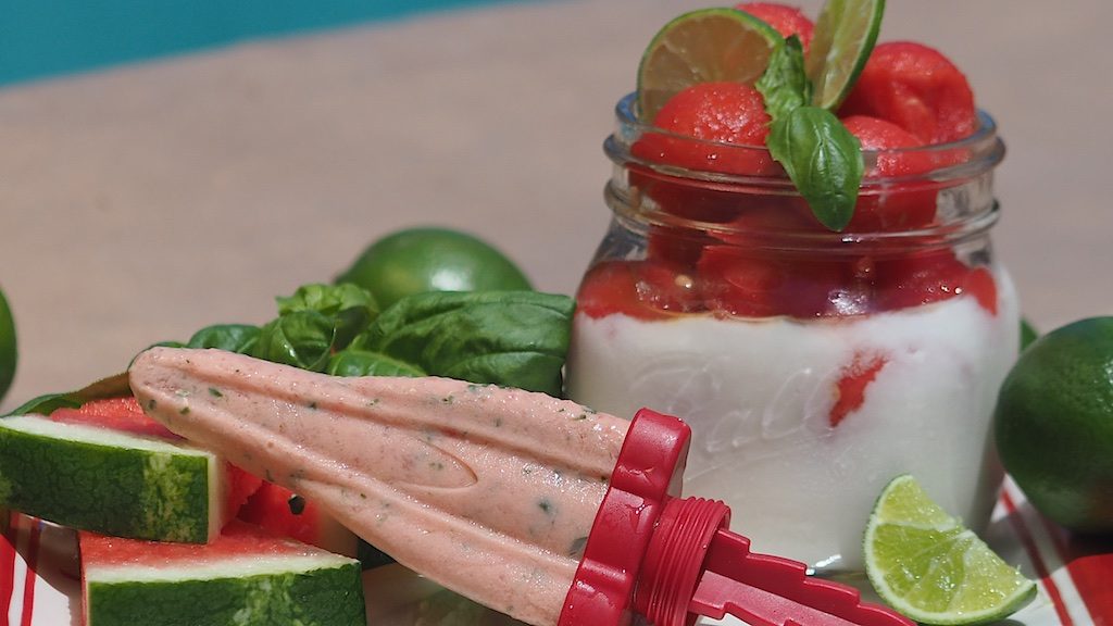 Basil Moringa Watermelon-Limeade Popsicle